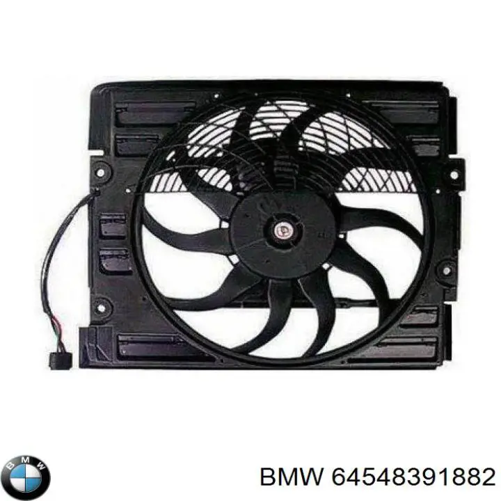 64548391882 BMW дифузор радіатора охолодження, в зборі з двигуном і крильчаткою