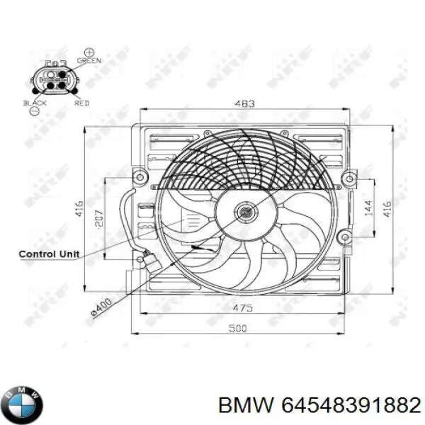 Купити 64548391882 BMW Дифузор радіатора охолодження, в зборі з двигуном і крильчаткою