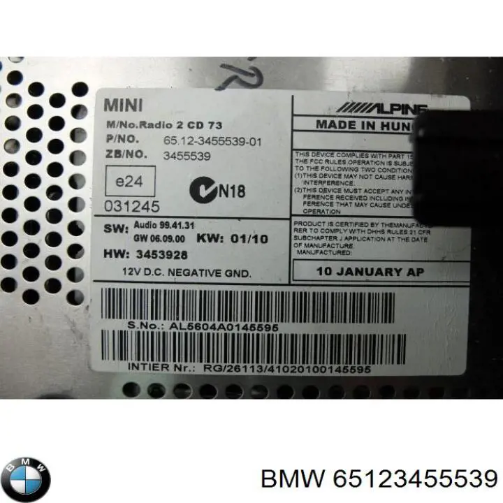 Магнітола (радіо AM/FM) BMW 65123455539 ціна, від 45.71 USD