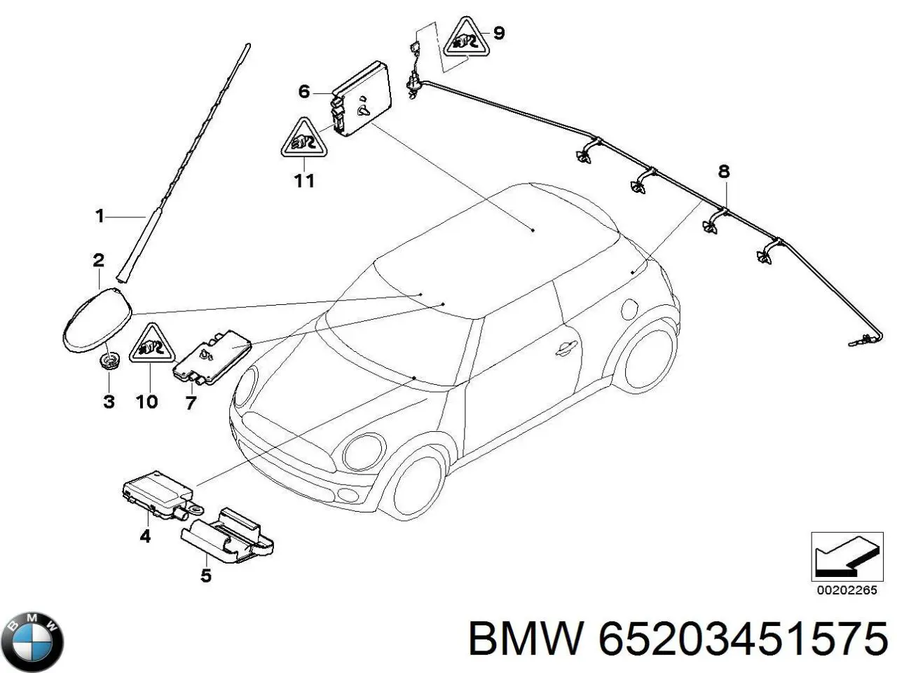 65203451575 BMW Антена на дах