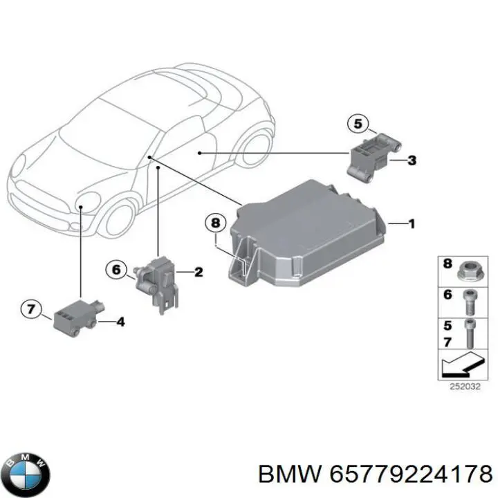 65779224178 BMW датчик airbag бічній правий
