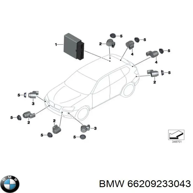 Купити 66209233043 BMW Датчик сигналізації паркування (парктронік), передній