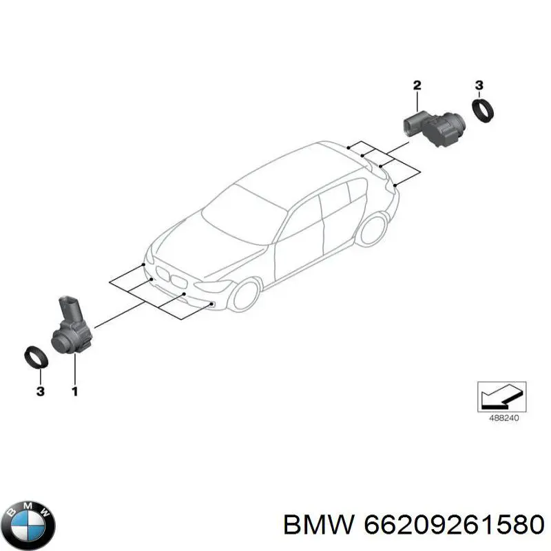 Купити 66209261580 BMW Датчик сигналізації парковки (парктроник), передній / задній,