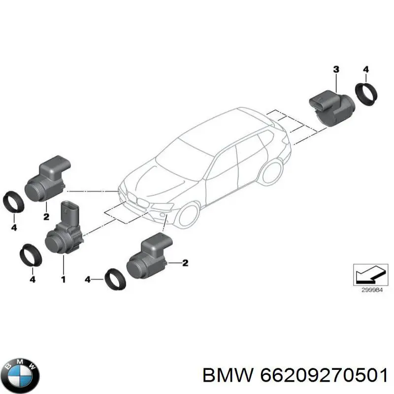 Датчик сигналізації паркування (парктронік), передній бічний BMW 66209270501