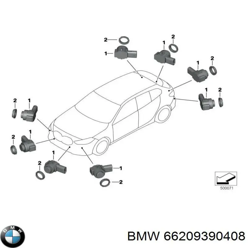 Купити 66209390408 BMW Кронштейн датчика парктроніка, передній бічний
