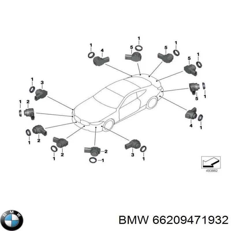 Купити 9826786 BMW Датчик сигналізації паркування (парктронік), задній бічній