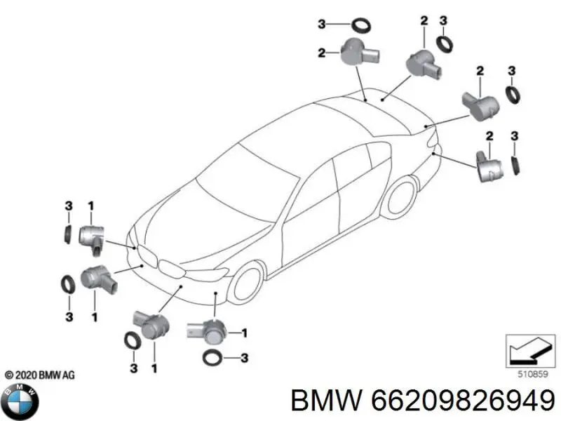 Купити 9826949 BMW Датчик сигналізації парковки (парктроник), передній / задній,