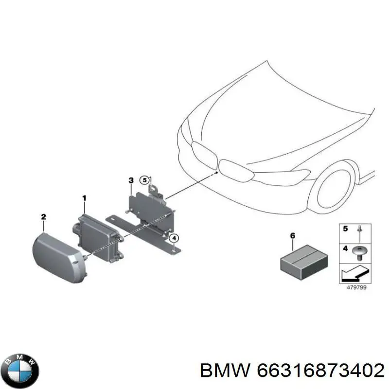 66316873402 BMW Кронштейн парктроніка, передній боковій
