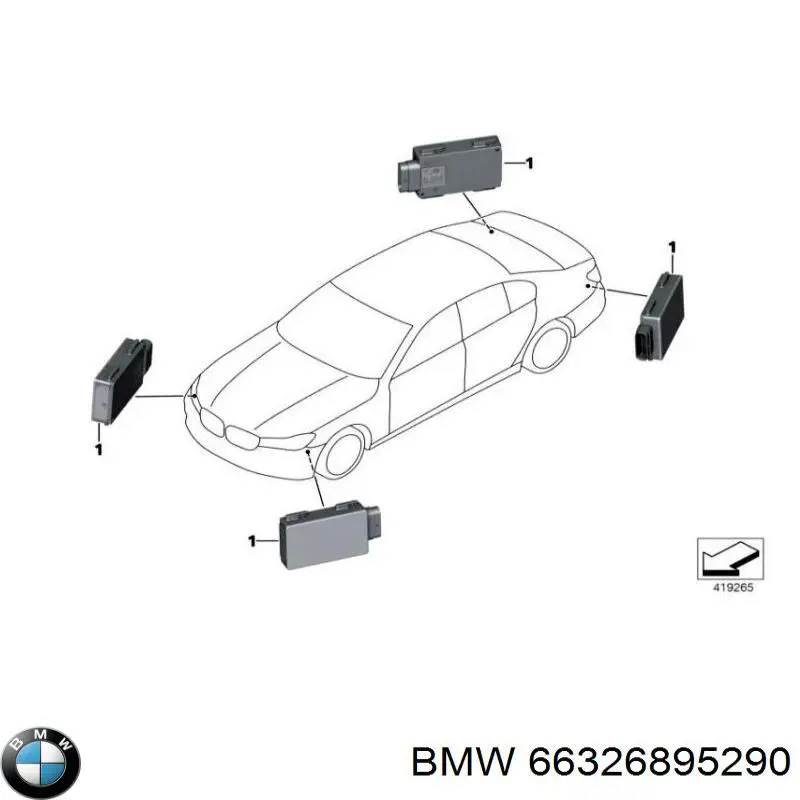 Датчик контролю мертвої зони, задній 66326895290 BMW