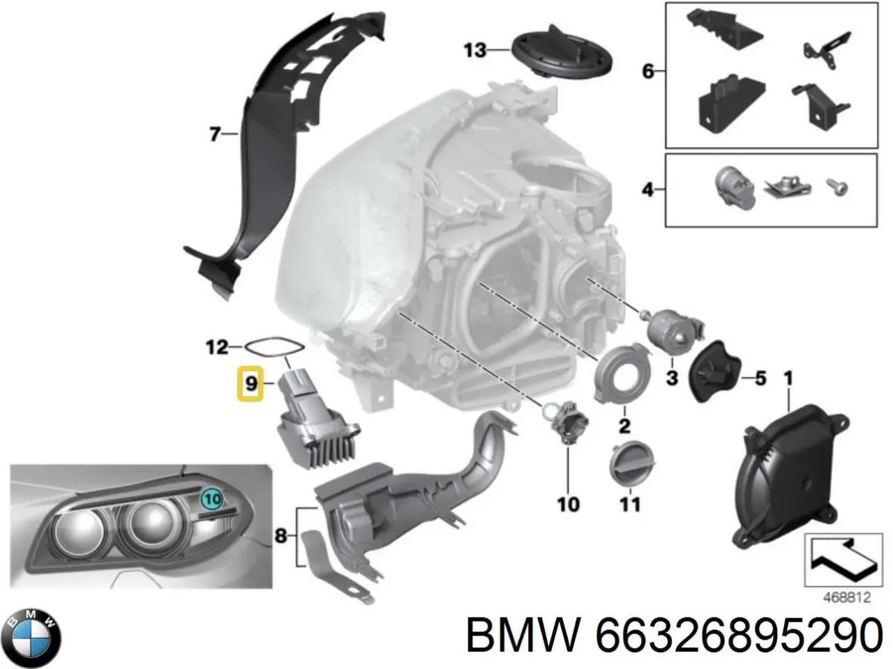 Датчик контролю мертвої зони, задній BMW 66326895290