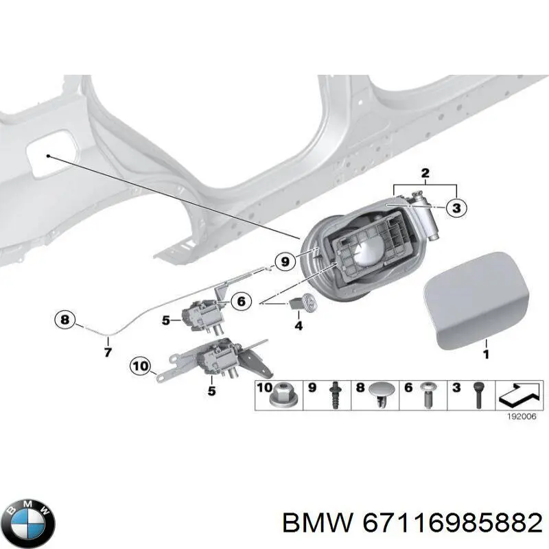 Замок відкривання лючка бензобаку 6985882 BMW