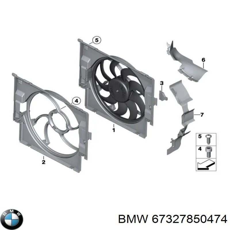 Дифузор (кожух) радіатора охолодження BMW 67327850474 ціна, від 284.01 USD