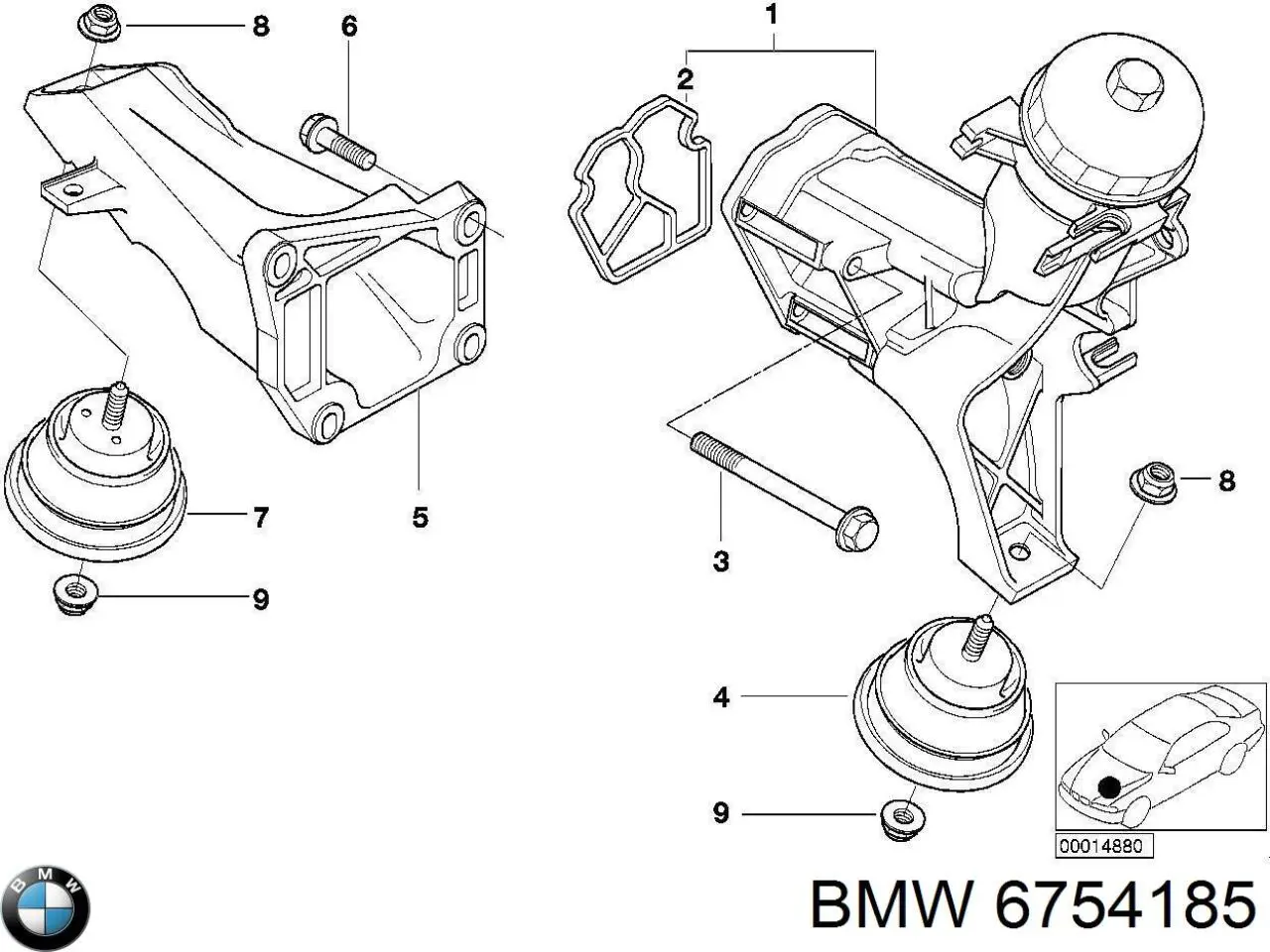 Кронштейн подушки (опори) двигуна, правої BMW 6754185 ціна, від 12.67 USD