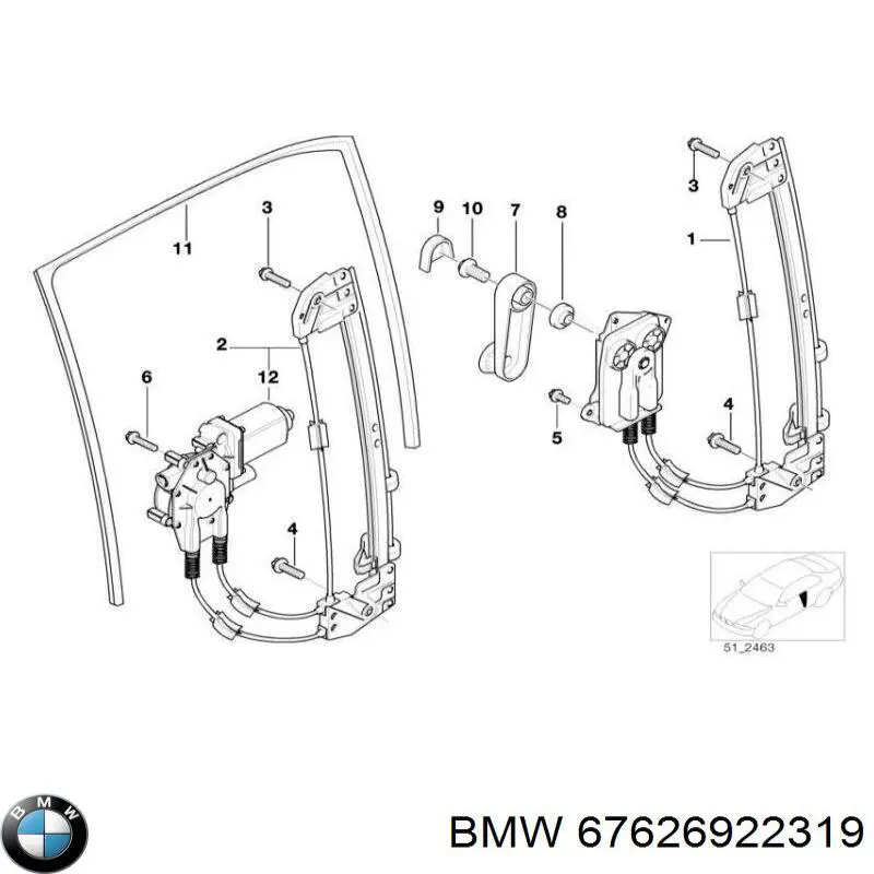 Купити 67626922319 BMW Мотор склопідйомника дверей задніх, лівих