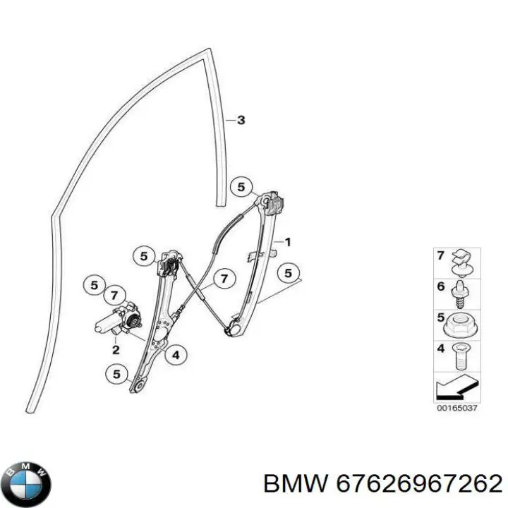 Двигун склопідіймача двері передньої, правої на BMW X6 (E72)