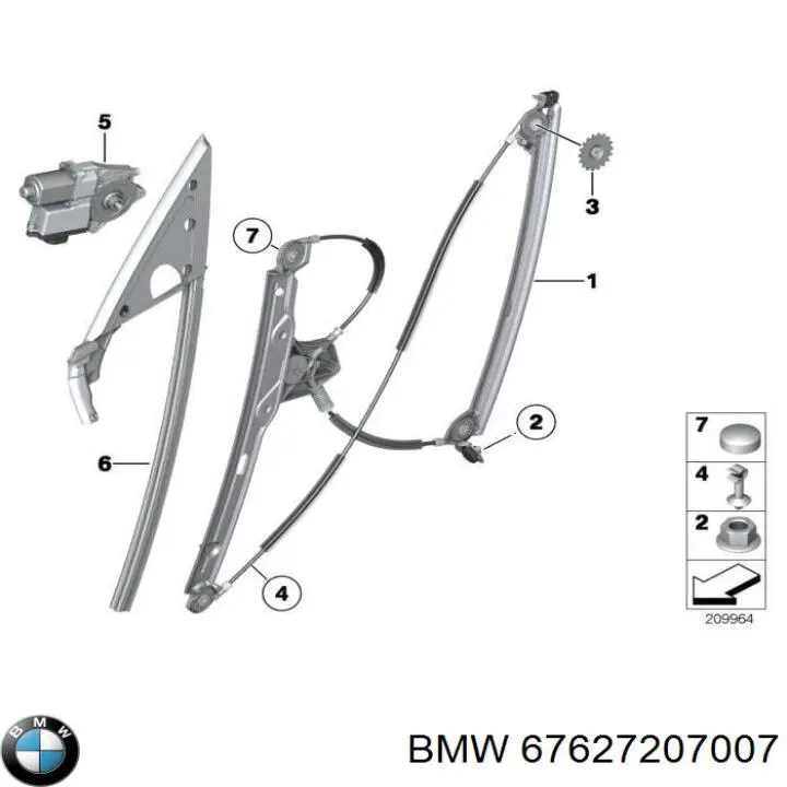 67627207007 BMW Мотор склопідйомника водійських дверей