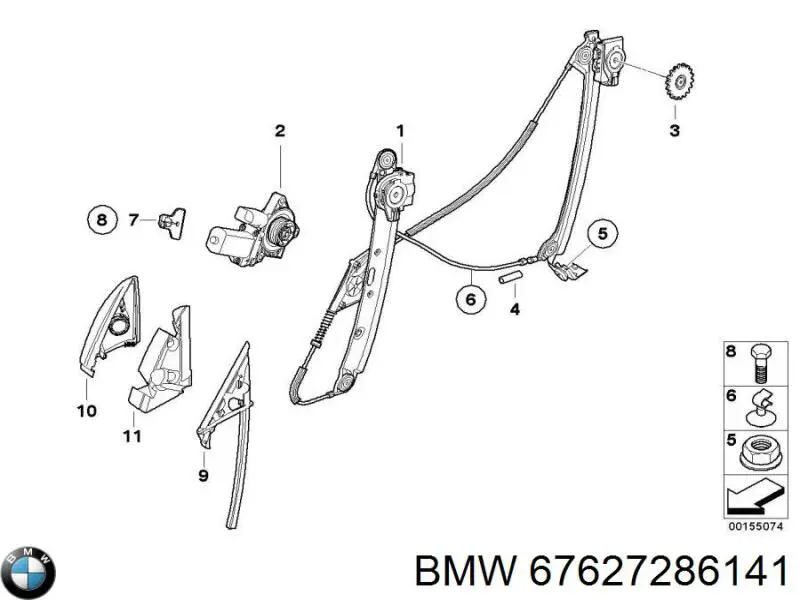 Купити 67627286141 BMW Двигун склопідіймача двері передньої, лівої