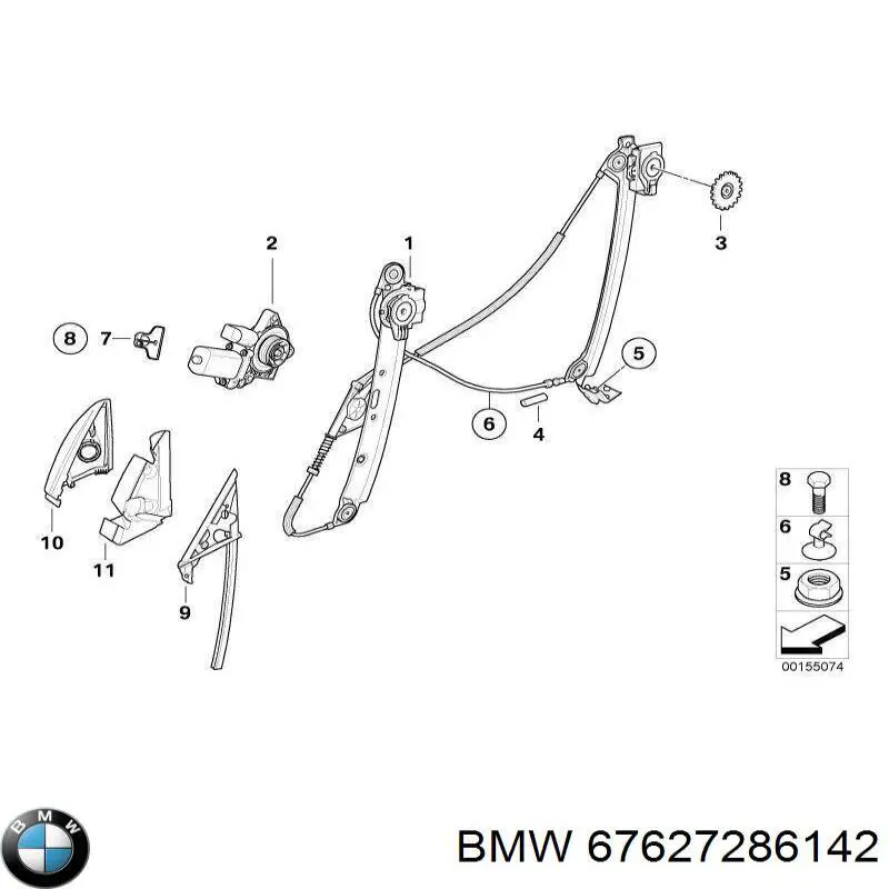Купити 67627286142 BMW Двигун склопідіймача двері передньої, правої