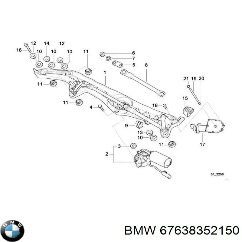 Двигун склоочисника лобового скла (трапеції) на BMW 7 (E38)