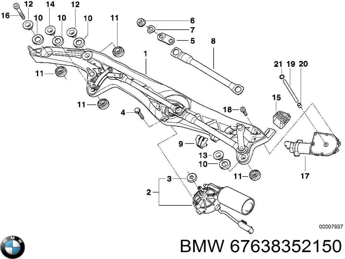 Купити 67638352150 BMW Мотор трапеції склоочисника