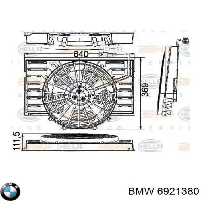 Дифузор радіатора кондиціонера, в зборі з крильчаткою і двигуном BMW 6921380 ціна, від 253.31 USD