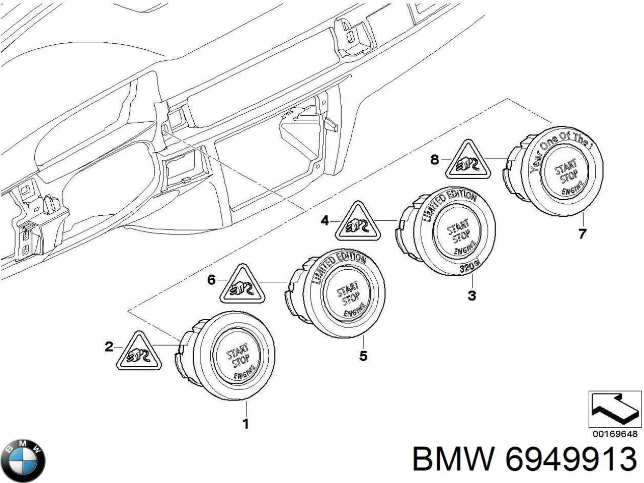 6949913 BMW Кнопка запуску двигуна