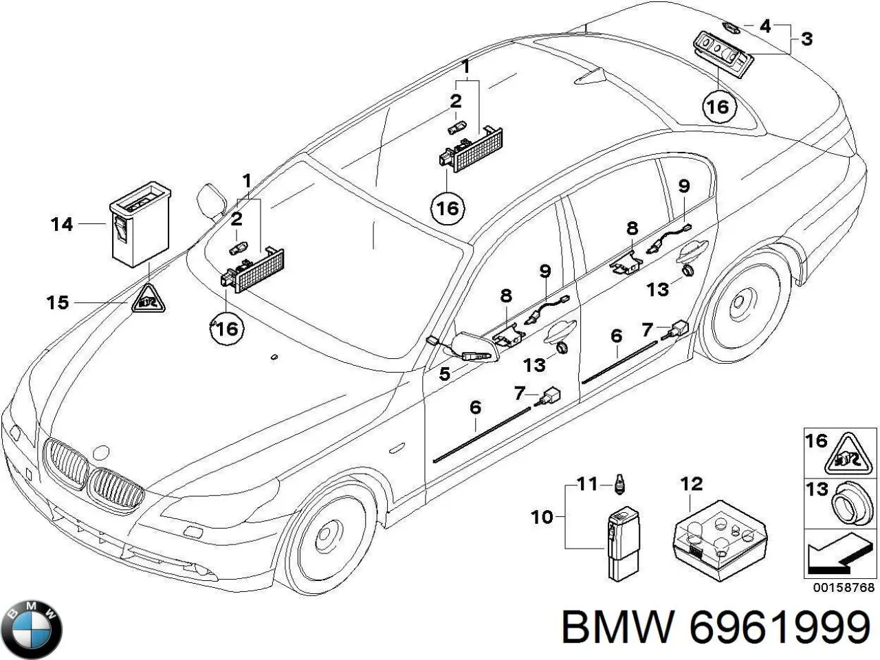 6961999 BMW Лампа підсвічування в двері, передньої правої