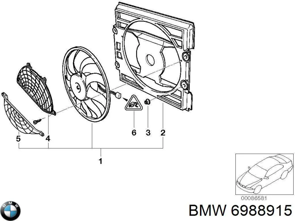 Вентилятор/крильчатка радіатора охолодження 64546988915 BMW