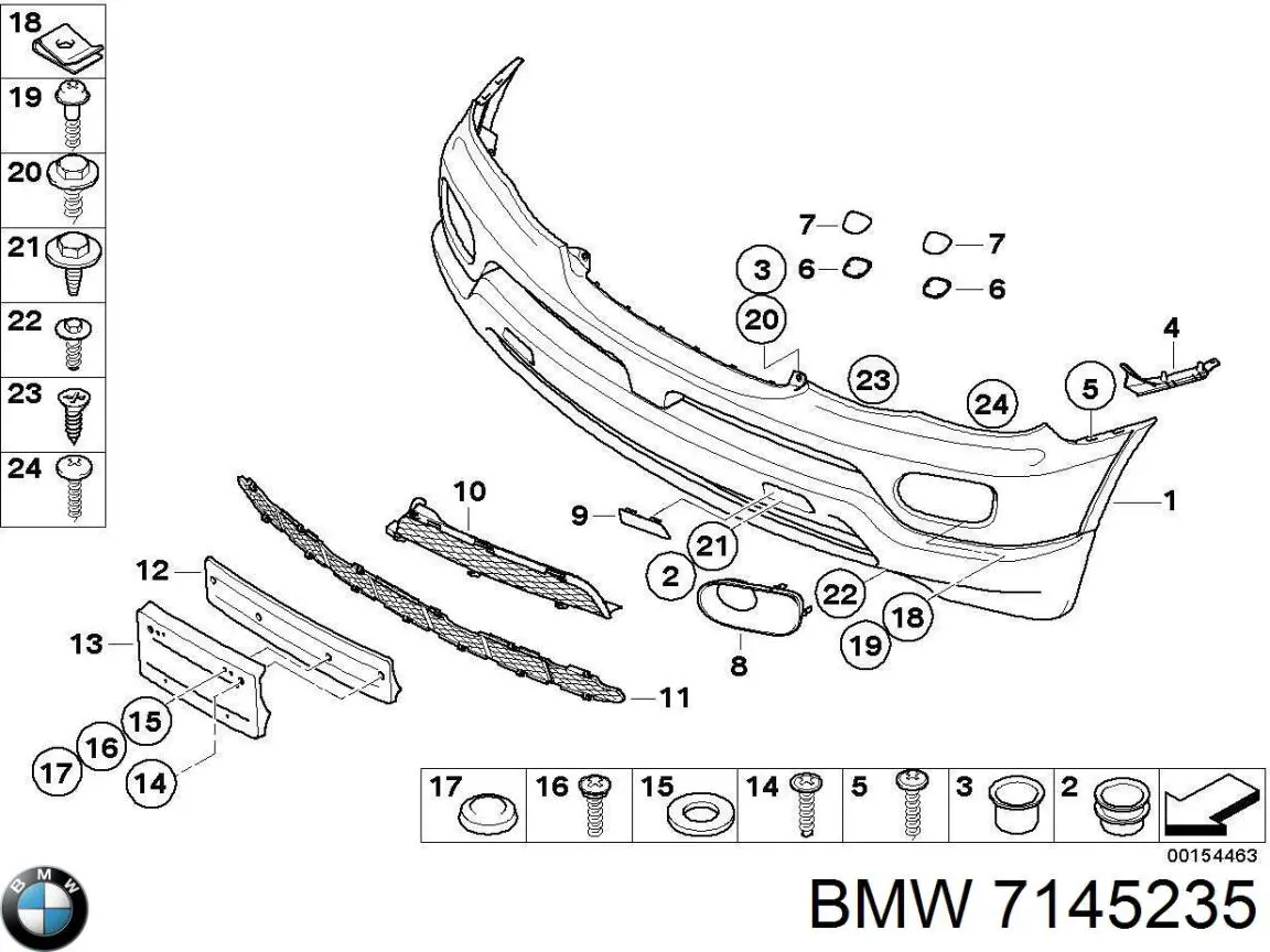 7145235 BMW Молдинг бампера заднього, лівий