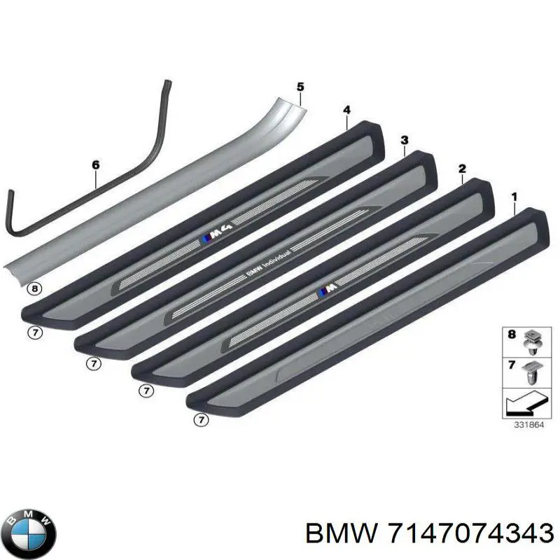 Пістон (кліп) кріплення підкрилки переднього крила BMW 7147074343 ціна, від 0.51 USD