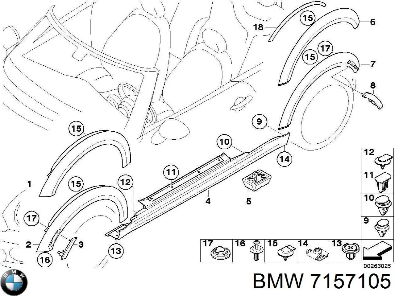 Розширювач задньої арки колеса, лівий BMW 7157105 ціна, від 29.14 USD