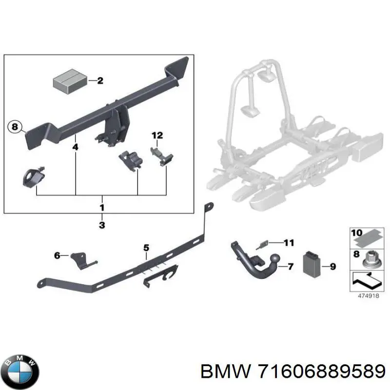 Амортизатор задній, лівий 71606889589 BMW