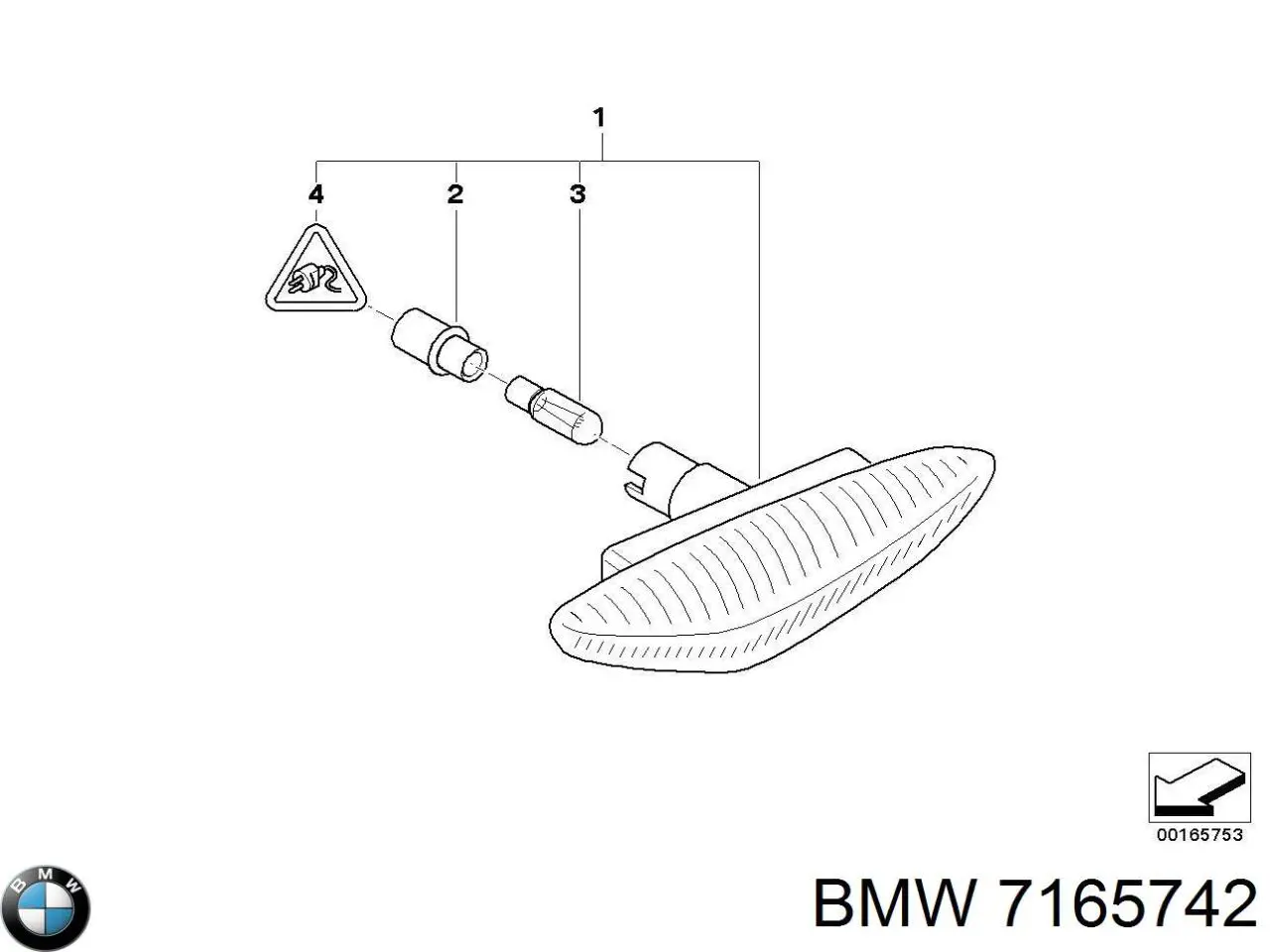 Повторювач повороту на крилі, правий BMW 7165742 ціна, від 11.60 USD