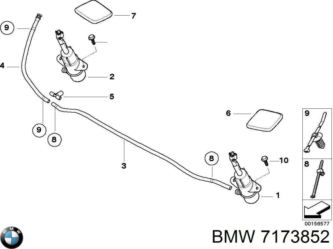 7173852 BMW Форсунка омивача фари передньої, правої