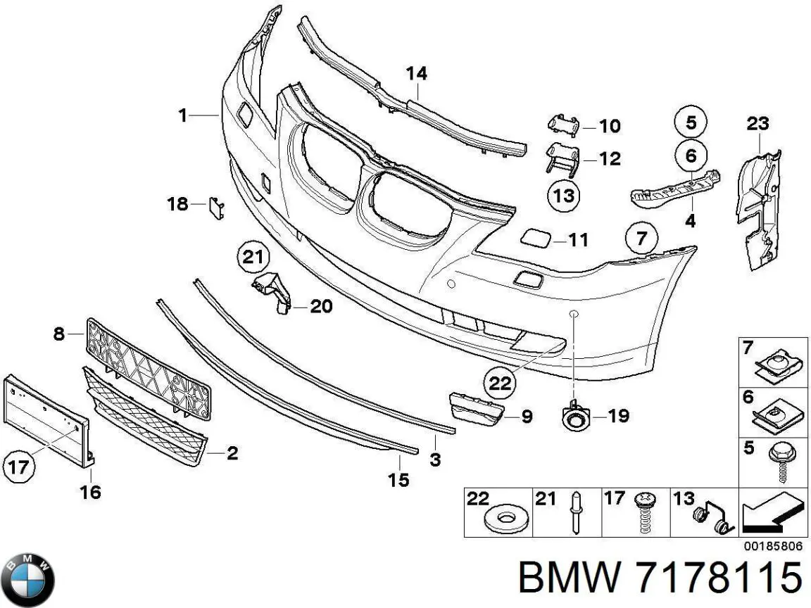 Решітка переднього бампера, центральна BMW 7178115 ціна, від 16.67 USD