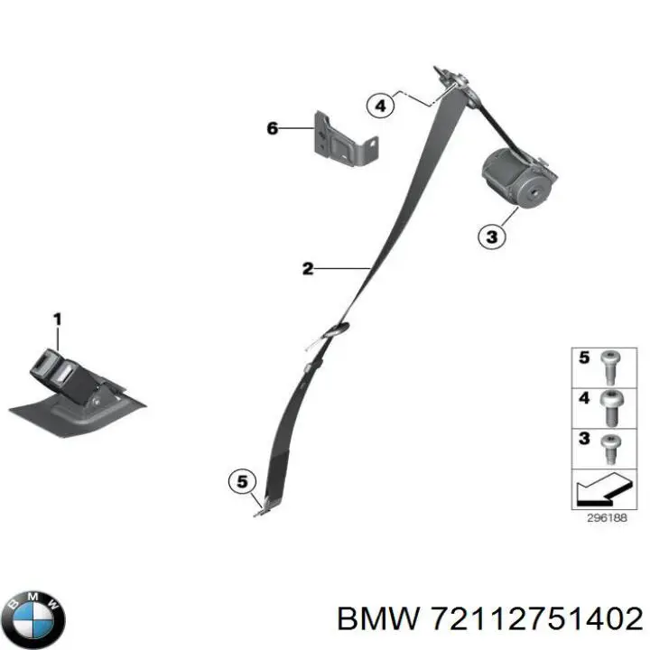 Пасок безпеки задній центральний BMW 72112751402 ціна, від 7.06 USD