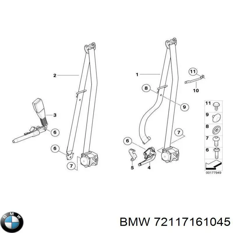 72117161045 BMW Пасок безпеки передній лівий