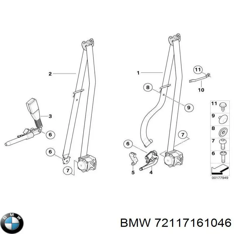 72117161046 BMW Пасок безпеки передній лівий
