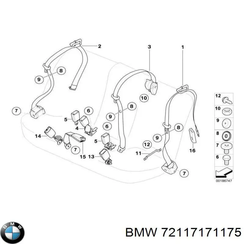 72117171175 BMW Пасок безпеки задній лівий