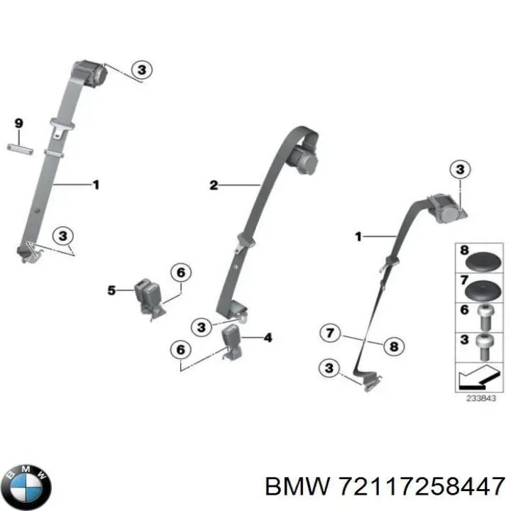 72117258447 BMW Пасок безпеки задній лівий