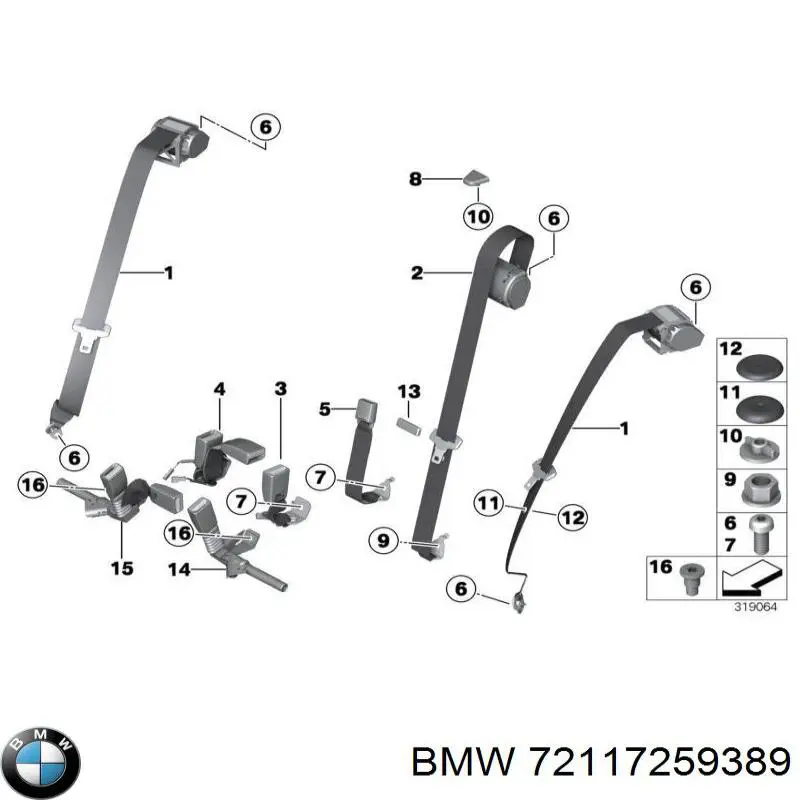 72117259389 BMW Пасок безпеки задній лівий