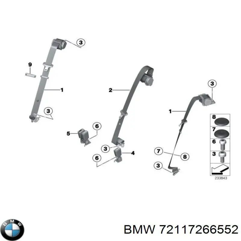 72117266552 BMW Пасок безпеки задній правий