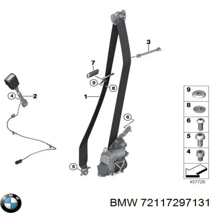 Важіль фіксатора ременя безпеки передній BMW 72117297131 ціна, від 47.07 USD
