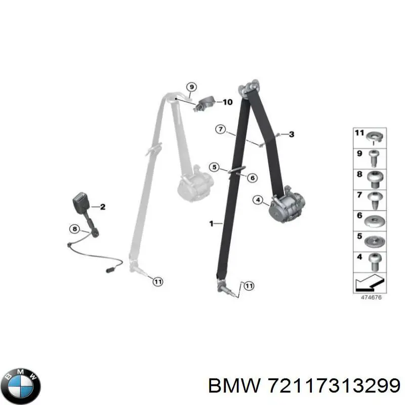72117313299 BMW Важіль фіксатора ременя безпеки передній