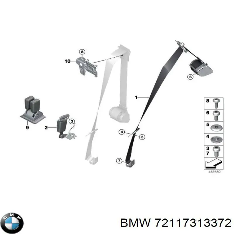 72117313372 BMW Пасок безпеки задній правий