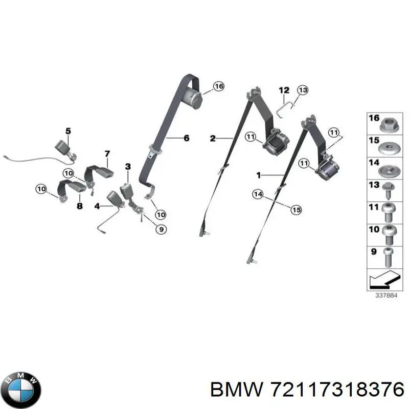 72117318376 BMW Пасок безпеки задній правий