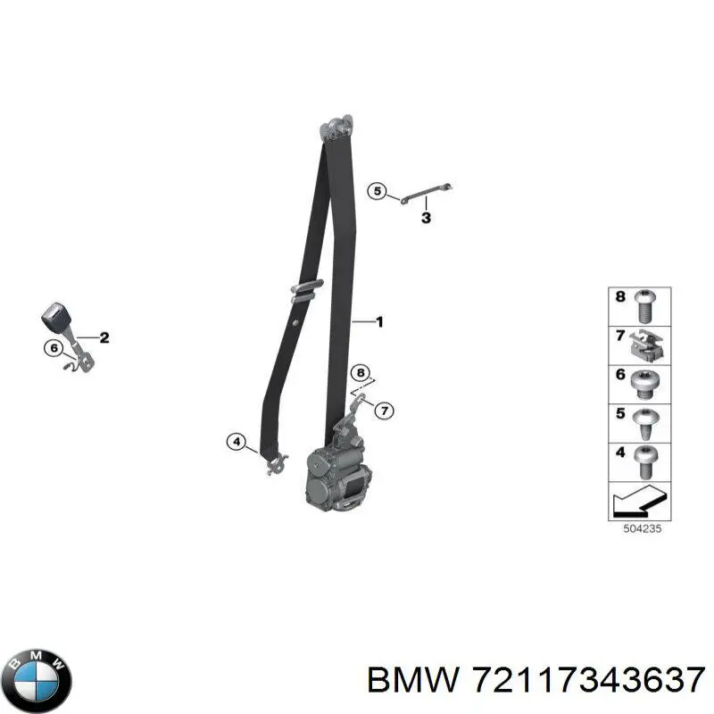 Пасок безпеки передній лівий BMW 72117343637 ціна, від 31.67 USD