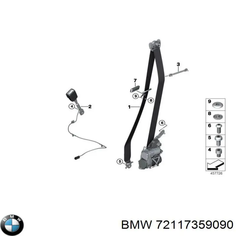 Важіль фіксатора ременя безпеки передній BMW 72117359090 ціна, від 81.83 USD