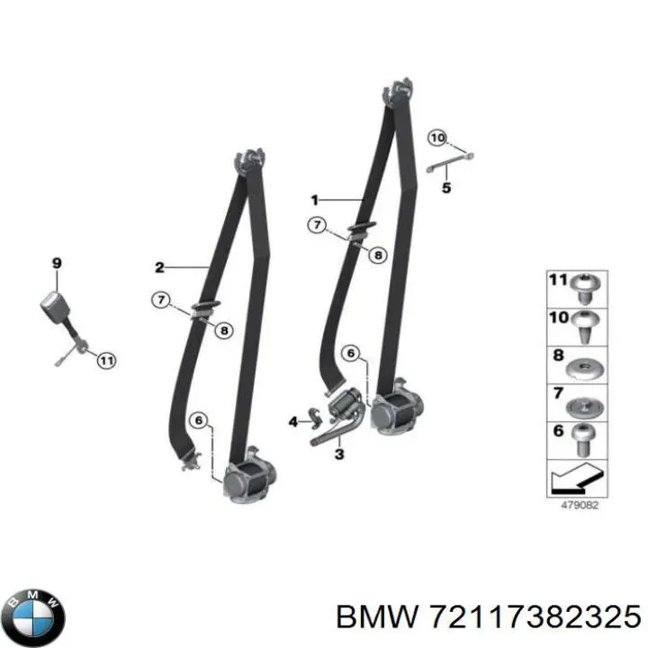 72117382325 BMW Пасок безпеки передній лівий