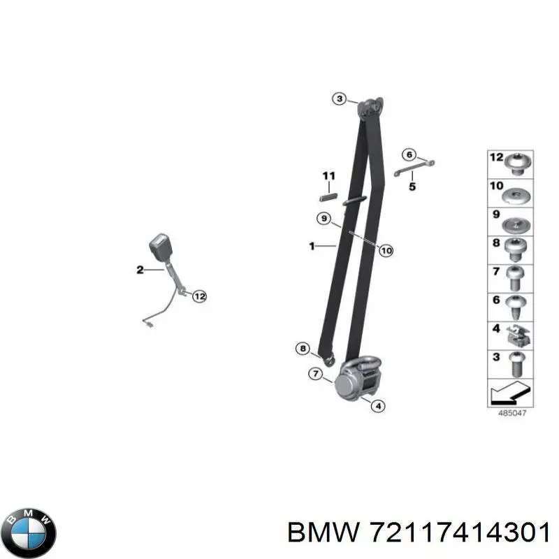72117414301 BMW Важіль фіксатора ременя безпеки передній